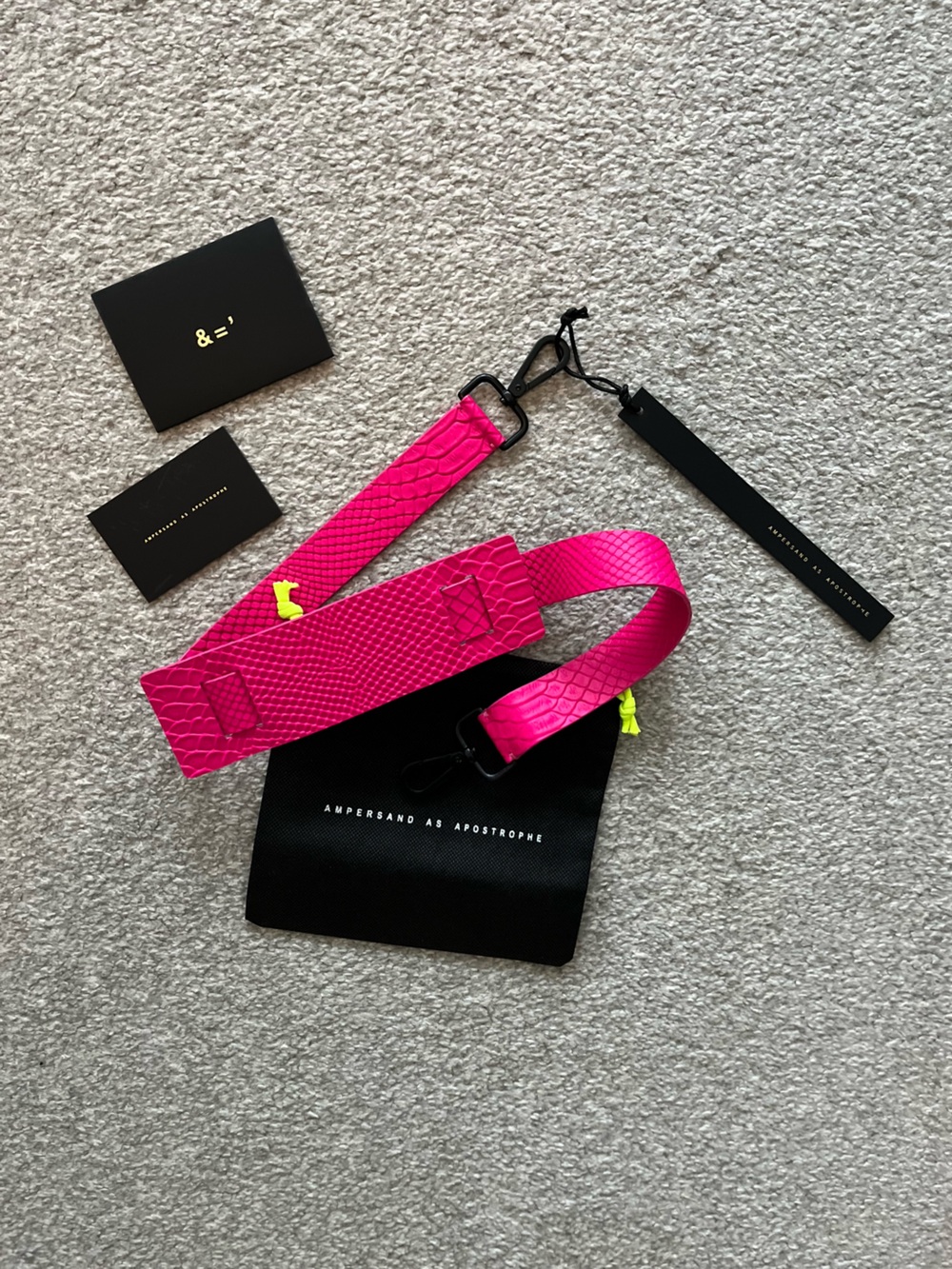 NWT Ampersand as Apostrophe Hot Pink Leather Shoulder Strap & Dust Bag